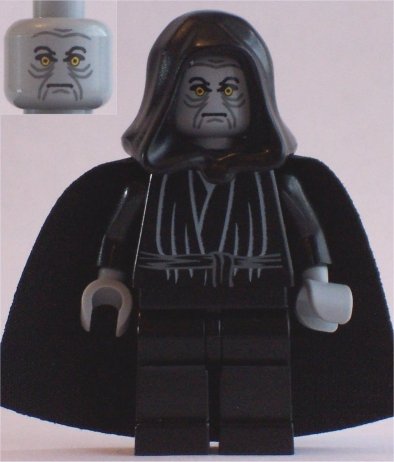 Preowned LEGO® Minifigure – Star Wars sw0124 Emperor Palpatine Light Bluish Gray Head Light