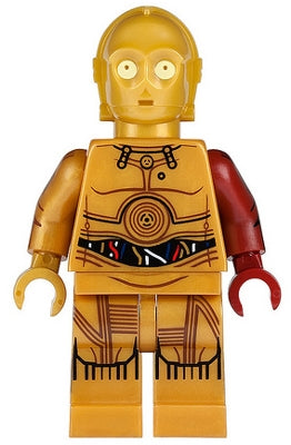 Preowned LEGO® Minifigure – Star Wars sw0653 C-3PO Dark Red Arm