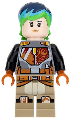 Preowned LEGO® Minifigure – Star Wars sw0742 Sabine Wren Bright Green and Dark Blue Hair