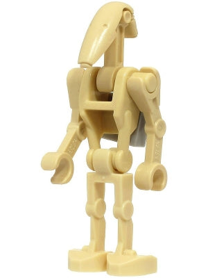 Preowned LEGO® Minifigure – Star Wars sw1320 Battle Droid - Tan, Angled Arms, Light Bluish Gray Clip on Back