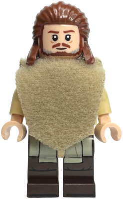 Preowned LEGO® Minifigure – Star Wars sw1334a (Qui-Gon Jinn - Dark Brown Legs, Poncho, Reddish Brown Beard)