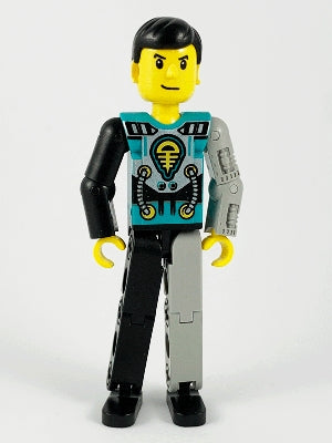 Preowned LEGO® Minifigure – Technic tech001 Technic Figure Black/Light Gray Legs Dark Turqu