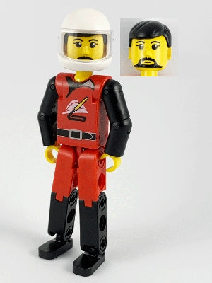 Preowned LEGO® Minifigure – Technic tech008a Technic Figure Red/Black Legs Red Top Black Ha