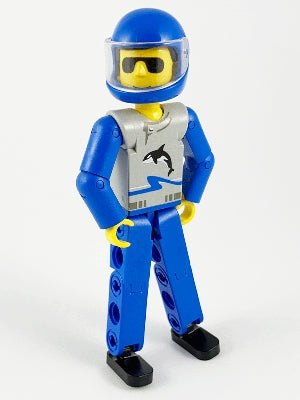 Preowned LEGO® Minifigure – Technic tech021a Technic Figure Blue Legs Light Gray Top w/Orca