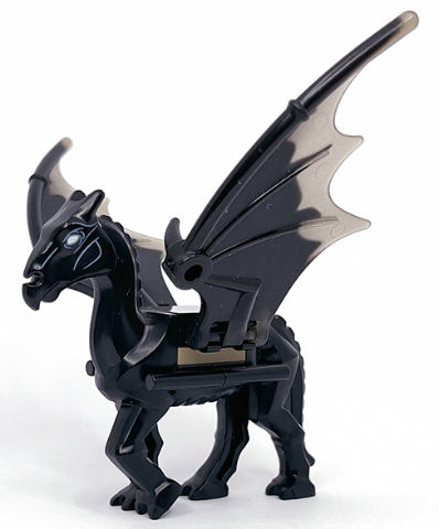 LEGO® thestral02 Horse, Skeletal with Marbled Trans-Brown Trailing Wings and White Eyes Pattern (HP Thestral)