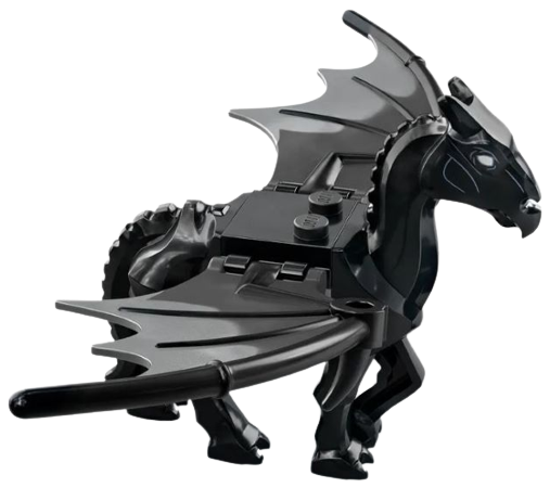 LEGO® thestral03 Horse, Skeletal with Marbled Dark Bluish Gray Wings and White Eyes Pattern (HP Thestral)