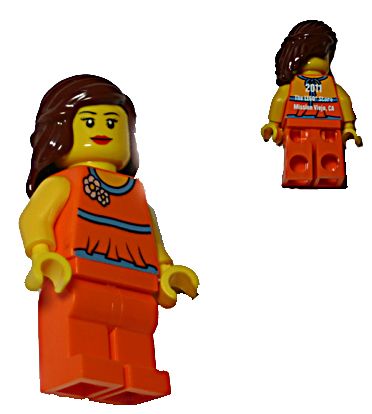 Preowned LEGO® Minifigure – LEGO® Brand tls026 Store Female Orange Halter Top Mission Viejo