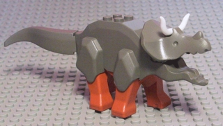 LEGO® tricera03 Dinosaur Triceratops with Dark Orange Legs and White Horns