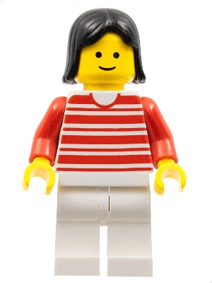 LEGO® Minifigure Town trn011 Horizontal Lines Red Red Arms White Legs Black Fema