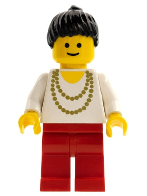 LEGO® Minifigure Town trn077 Necklace Gold - Red Legs, Black Ponytail Hair