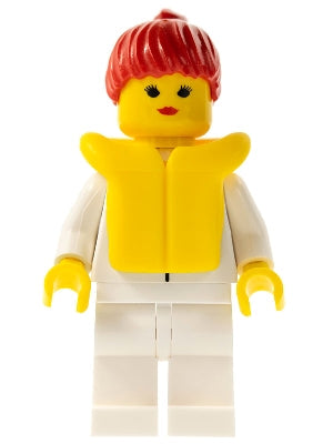 LEGO® Minifigure Town trn092 Shirt w/2 Pockets White Legs Red Ponytail Hair Life