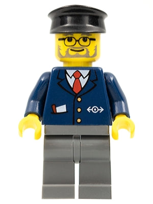 LEGO® Minifigure Train trn122 Dark Blue Suit w/Train Logo Dark Bluish Gray Legs