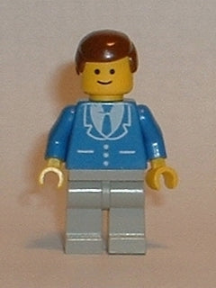 LEGO® Minifigure Town trn133 Suit with 3 Buttons Blue - Light Gray Legs, Brown Male Hair