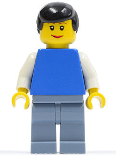 LEGO® Minifigure Town twn083 Plain Blue Torso w/White Arms Sand Blue Legs Black