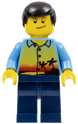 LEGO® Minifigure Town twn107 Sunset and Palm Trees Male Dark Blue Legs Black Mal