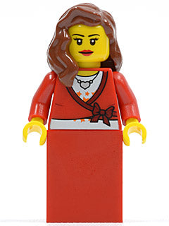 LEGO® Minifigure Town twn121a Sweater Cropped w/Bow Heart Necklace Red Skirt Red