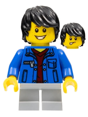 LEGO® Minifigure Town twn244 Boy, Denim Jacket, Light Bluish Gray Short Legs