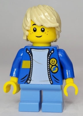 LEGO® Minifigure Town twn436 Child Boy Blue Jacket w/Yellow Stripe Medium Blue S