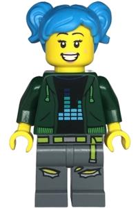 Preowned LEGO® Minifigure – Town twn475 Poppy Starr Dark Green Hoodie Dark Bluish Gray Legs