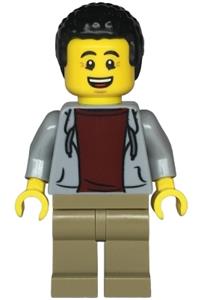 Preowned LEGO® Minifigure – Town twn477 Dad Light Bluish Gray Hoodie w/Dark Red Shirt Dark