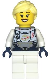 Preowned LEGO® Minifigure – Town twn478 Astronaut Female Flat Silver Spacesuit w/Harness an