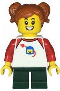 Preowned LEGO® Minifigure – Town twn480 Child Girl White Classic Space Shirt w/Red Sleeves