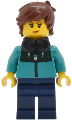 Preowned LEGO® Minifigure – twn516 Tudor House Resident - Dark Turquoise Jacket with Dark Green Panel