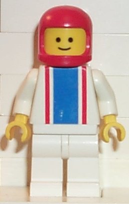 LEGO® Minifigure Town ver005 Vertical Lines Blue & Red White Arms White Legs Red