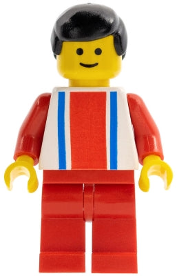 LEGO® Minifigure Town ver014 Vertical Lines Red & Blue Red Arms Red Legs Black M