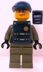 LEGO® Minifigure Town wc001s Police Security Guard Dark Gray Legs Dark Blue Cap