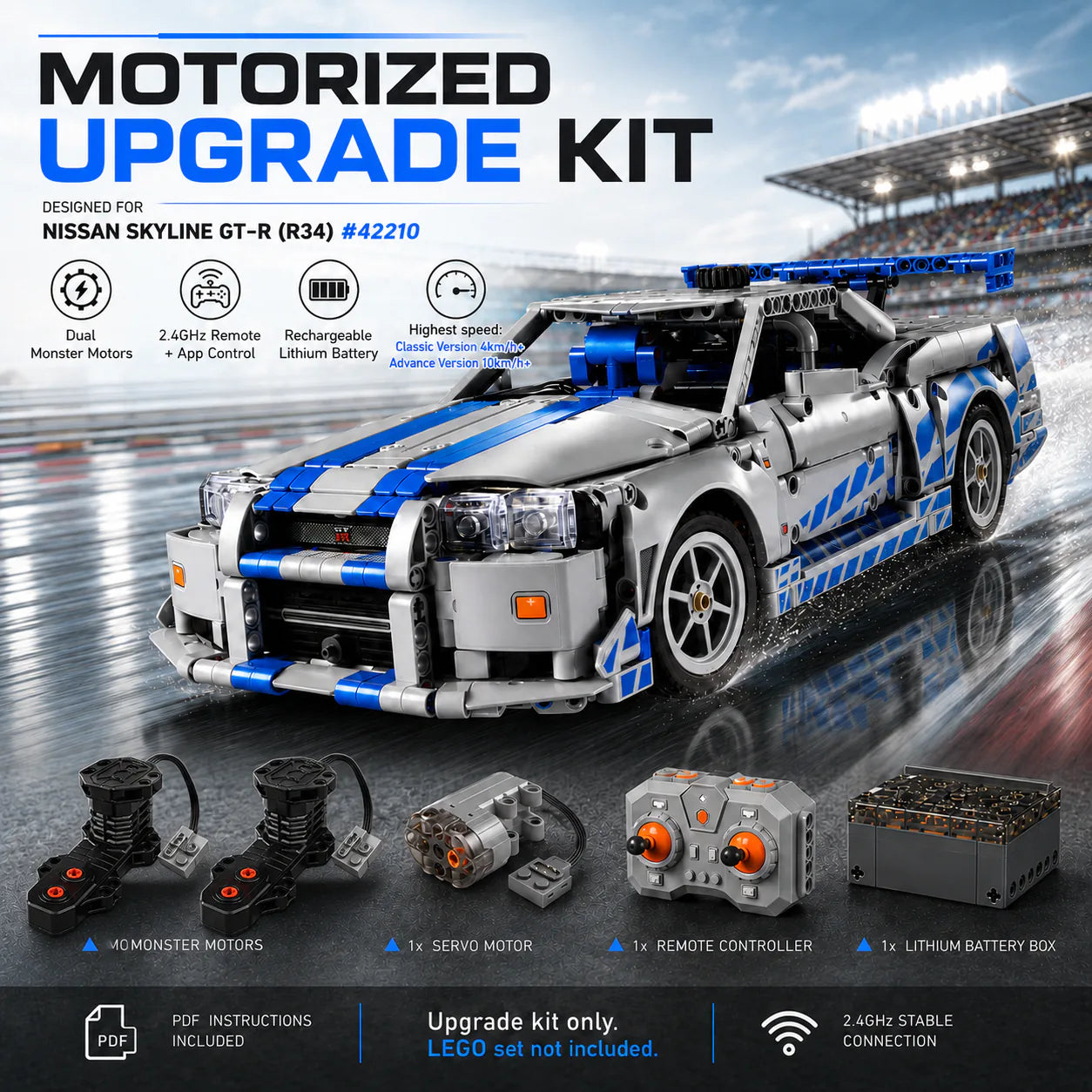 Power Functions Kit for LEGO Nissan Skyline GT-R (R34) Car #42210