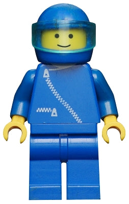 LEGO® Minifigure Town zip004 Jacket w/Zipper Blue Blue Legs Blue Helmet Trans-Li