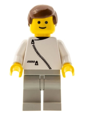 LEGO® Minifigure Town zip029 Jacket w/Zipper White Light Gray Legs Brown Male Ha