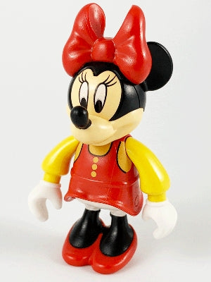 Preowned LEGO® Minifigure – Disney mck004 Minnie Mouse Figure w/Red Dress Yellow Sleeves an
