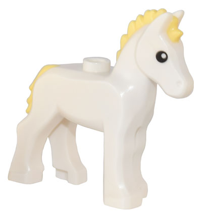 82445pb02 Horse, Foal with Stud on Back with Molded Bright Light Yellow Mane and Tail and Printed Black Eyes Pattern