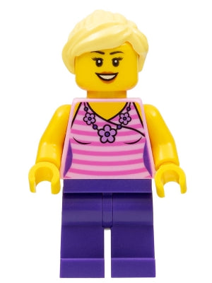 Preowned LEGO® Minifigure – BrickLink Designer Program adp037 Female Dark Pink Striped Top