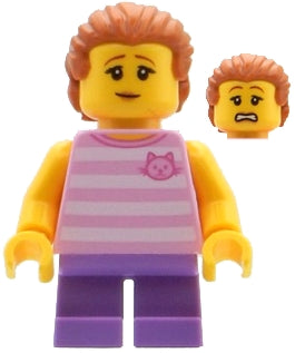 Preowned LEGO® Minifigure – BrickLink Designer Program adp081 Child Girl Bright Pink Stripe