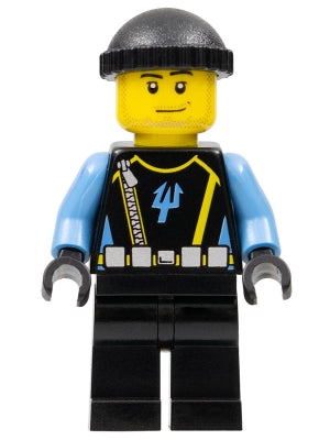 Preowned LEGO® Minifigure – Aquazone aqu019 Aquaraider Diver 5 Black Knit Cap