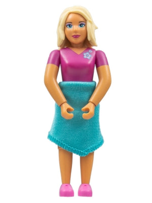 Preowned LEGO® Minifigure – Belville belvfemale66a Belville Female Magenta Top w/Flowers on