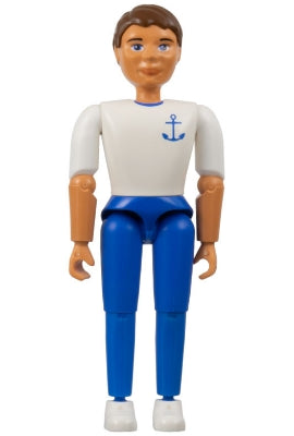 Preowned LEGO® Minifigure – Belville belvmale15 Belville Male Brown Hair White Shirt w/Anch