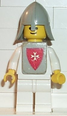 Preowned LEGO® Minifigure – Castle cas084s Classic Yellow Castle Knight White w/Vest Sticke