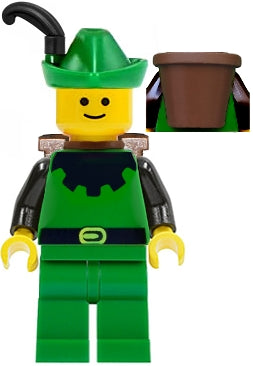 Preowned LEGO® Minifigure – Castle cas131a Forestman Black Green Hat Black Feather D-Basket