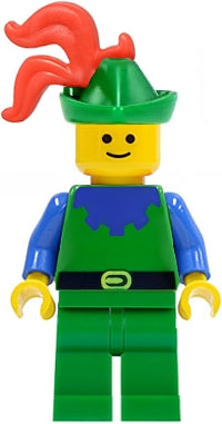 Preowned LEGO® Minifigure – Castle cas133 Forestman Blue Green Hat Red 3-Feather Plume
