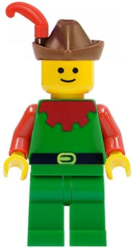 Preowned LEGO® Minifigure – Castle cas139 Forestman Red Brown Hat Red Feather