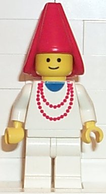 Preowned LEGO® Minifigure – Castle cas216 Maiden w/Necklace White Legs Red Cone Hat