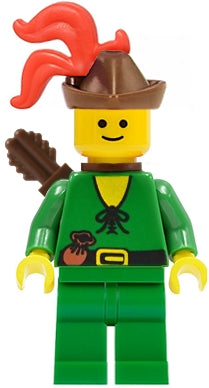 Preowned LEGO® Minifigure – Castle cas320 Forestman Pouch Brown Hat Red 3-Feather Plume Qui