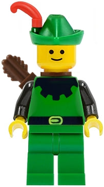 LEGO® Minifigure Castle cas321 Forestman Black Green Hat Red Feather Quiver