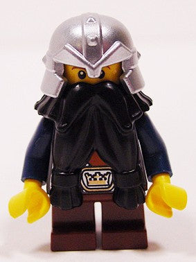 Preowned LEGO® Minifigure – Castle cas354 Fantasy Era Dwarf Black Beard Metallic Silver Hel
