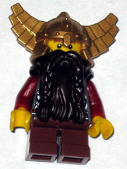 Preowned LEGO® Minifigure – Castle cas394 Fantasy Era Dwarf Dark Brown Beard Metallic Gold