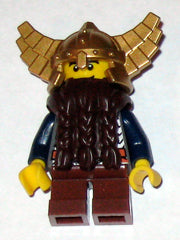 Preowned LEGO® Minifigure – Castle cas430 Fantasy Era Dwarf Dark Brown Beard Metallic Gold